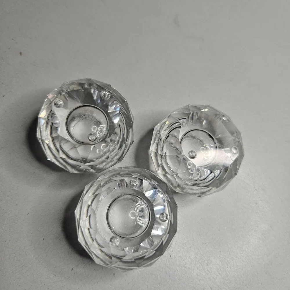 Vtg Swarovski Crystal Faceted‎ Globe Candle Holder Set of 3 Clear Glass Decor